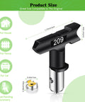 Airless Paint Sprayer Tips And Seals Kit For Most Sprayers Six Model Tips 209 313 415 515 517 619 With 0.009 And 0.013 Inch Orifices Replacement Nozzle Set For Smooth, Even Finishes - Model 209 and size details