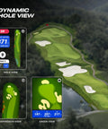 Dynamic hole view with AI Powered Golf GPS Speaker With Touchscreen Yardages, Hazards And Music, 42,000+ Courses.
