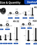 381 Piece Machine Screws Nuts And Bolts Kit With Case DIY Ready For Quick Repairs And Projects Includes 6-32 8-32 10-24 Phillips Pan Head Stainless Steel Bolts Nuts And Flat Washers In Black Oxide 304 Stainless Steel Variety Pack with size and quantity details.