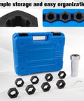 Marvelity 10-piece axle spindle thread chaser set with 8 dies and 1-1/16-inch extension bar in blue case