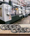 8 Pc Gear Cutter Set In High Speed Steel For Milling Machines, 20 Degree Pressure Angle, displayed in a manufacturing facility