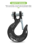 Beefed Up Heavy Duty Winch Hook With Safety Latch, Forged Steel Clevis Slip Hook For ATV UTV, Rust Resistant Towing Hook