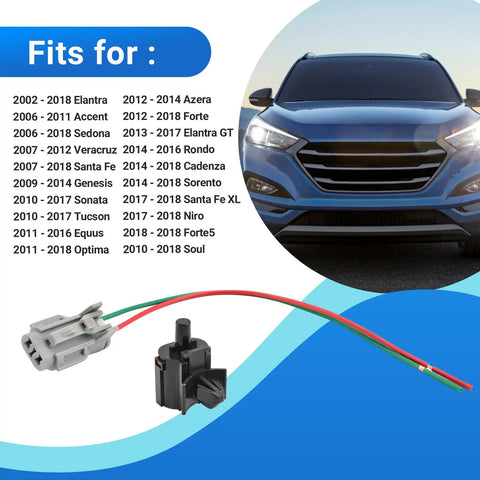 Top Shelf Ambient Air Temperature Sensor With Plug For Hyundai Kia Elantra Sonata Tucson Santa Fe Direct Swap Oem 969853X000 showing connectors and color-coded wires.