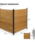 Outdoor Privacy Screen No Dig Wood Garden Fence With Iron Frame showing dimensions of 45 in high by 38 in wide.