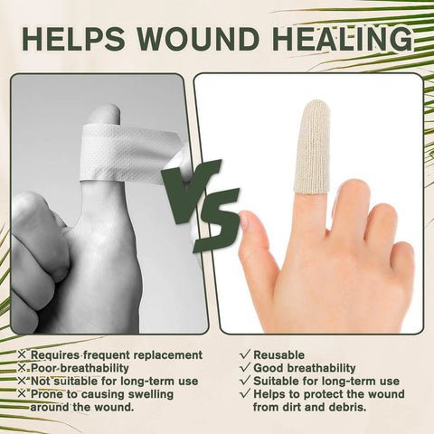 Cotton Finger Cots 20 Pack For Cracked Skin And Eczema Calluses Moisture Wicking Breathable Hand Protection For Men And Women Short Length Comfort Fit versus traditional finger bandage image