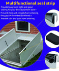 Front view of basement door weatherstrip kit components: U-shaped gasket, bulb trim gasket, cap seal pads.