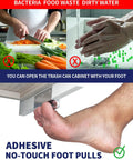 Adhesive Touchless Foot Pulls For Cabinet Trash Cans, Silvery Finish, 4 Inch Hands Free Trash Opener for Hygiene