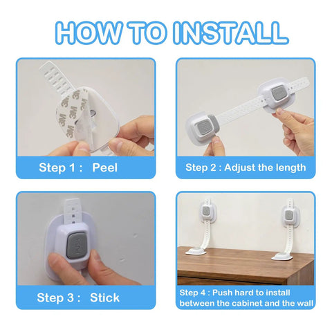 No Drill Anti Tip Furniture Straps With Heavy Duty Adhesive Wall Anchors To Keep Your Crib Safe setup guide with installation steps.