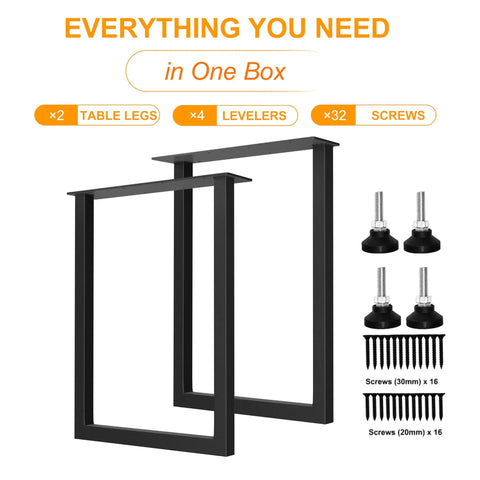 Heavy Duty 14 Gauge Steel Counter Height Table Legs 34 by 24 Inch Square Metal Frame Set with screws and levelers