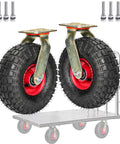 Heavy Duty Caster Wheels With Top Plate Swivel For Furniture And Workbenches, showing 6mm galvanized steel plate and rubber vacuum design