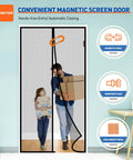 Magnetic Screen Door For 32x82 Inch Doors With 34x83 Inch Mesh Ultra Strong Reinforced Magnets Sewn In Seams Durable Fiberglass Net