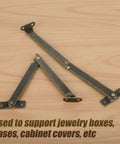 2 Pack Lid Support Hinges Antique Bronze Folding For Wooden Boxes Jewelry Cases Display Furniture Cabinets Cupboards Includes 10 Mounting Screws