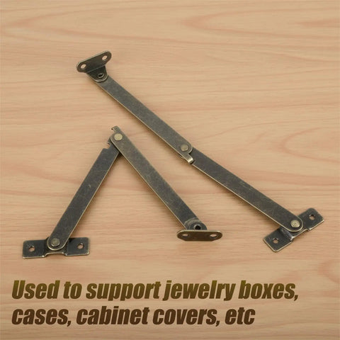2 Pack Lid Support Hinges Antique Bronze Folding For Wooden Boxes Jewelry Cases Display Furniture Cabinets Cupboards Includes 10 Mounting Screws