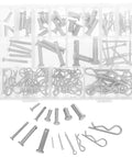 122 Piece Stainless Steel Clevis Pin And Cotter Pin Kit in organizer box for trailer hitches, machinery repairs