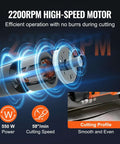 Sheet Metal Nibbler Power Cutter 550W Pro Electric Tool 2200 RPM motor diagram and cutting profile display