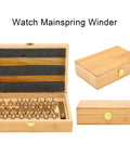 Pro Grade Mainspring Winder Tool Kit With Copper Construction, ultra high precision set in wooden storage box open and closed