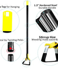Adjustable Push Pull Garden Hoe For Weeding And Cultivating, Heavy Duty Scuffle Hoe With Long Handle And Ergonomic Loop Stirrup