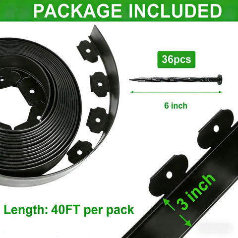 40 Ft Landscape Edging Kit With 36 Spikes 3 Inch High Flexible Plastic Garden Border No Dig Lawn Edging Package Contents