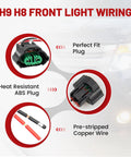 H8 H9 H11 880 881 Female Adapter Wire Connector 2 Pin Plug And Play for headlight fog light, ABS plug, pre-stripped copper wire