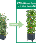 Comparison of two Raised Garden Bed Planter With Trellis For Climbing Veggies And Tomatoes, Outdoor Tomato Cage On Wheels