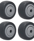 Jauarta Directional PU Wheel, Furniture Trolley Caster set of four durable black wheels with smooth grey core for easy mobility.