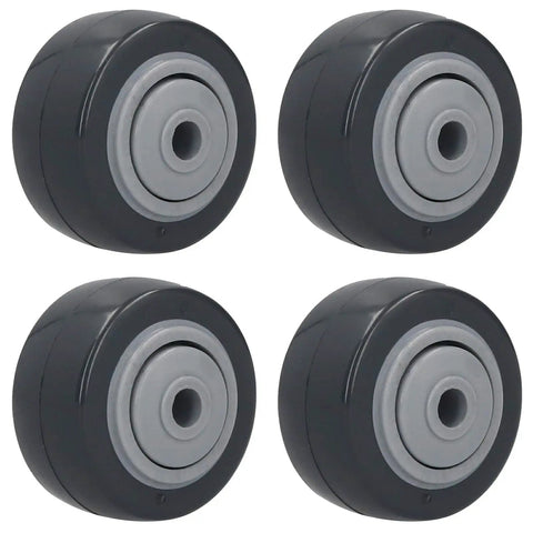 Jauarta Directional PU Wheel, Furniture Trolley Caster set of four durable black wheels with smooth grey core for easy mobility.