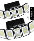 Two-pack Solar Outdoor Flood Lights With Motion Sensor And Dusk To Dawn Waterproof 300 LED Spotlights with remote control