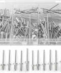 Heavy Duty Aluminum Pop Rivets Kit 120 Pcs Dome Head Blind Rivets M3.2 M4 in transparent compartment case