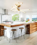 Modern LED Flush Mount Ceiling Light With Ten LED Tubes Rotatable Dope Gold Fixture for kitchen dining space