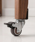 Four Pack 1.5 Inch TPR Rubber Swivel Caster Wheels With Locking Brakes on furniture leg, L shaped side mount plate