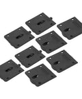 7 black sliding door pulleys, shown assembled, perfect for 4 Pairs Furniture Roller Wheels For Closet Cabinets Wardrobes And Sliding Doors