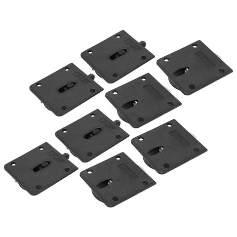 7 black sliding door pulleys, shown assembled, perfect for 4 Pairs Furniture Roller Wheels For Closet Cabinets Wardrobes And Sliding Doors