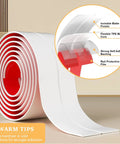 Easy Peasy Peel And Stick Wall Corner Guard roll showing flexible TPE material and self-adhesive backing for furniture protection.