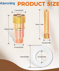 Ceramic TIG Welding Cup Set Pro Grade With Chuck 12 14 16 24 For WP 17 18 26 Torch Gas Lens Kit product dimensions