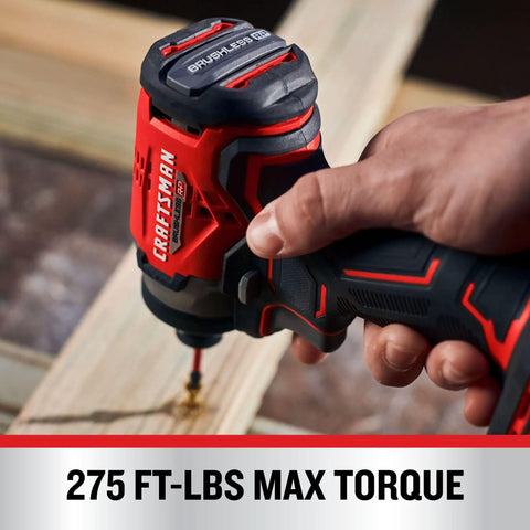V20 Cordless Impact Wrench One Half Inch Bare Tool Only With Brushless Motor being used on wood surface