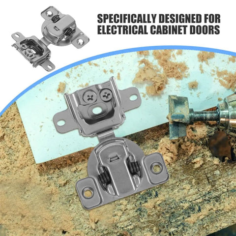 Two Pack Inward Opening Folding Cabinet Hinges with Soft Close shown on wood surface during installation