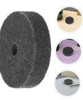 Heavy Duty Nylon Polishing Wheels 6 Pack Fit Most Bench Grinders For Metal Car And Furniture Buffing Plus 10mm Hole Grinding Discs, single dark grey nylon buff wheel viewed from side.