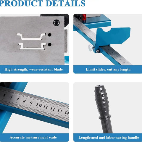 Manual Double Groove Rail Cutter Tool For Slotted Aluminum With 50cm Ruler showing blade, ruler, and handle details