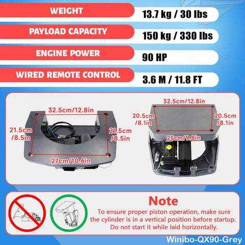 Winibo Heavy Duty Power Tilt And Trim Unit For Outboard Motor Up To 90HP gray electro hydraulic tilt plate dimensions and features.