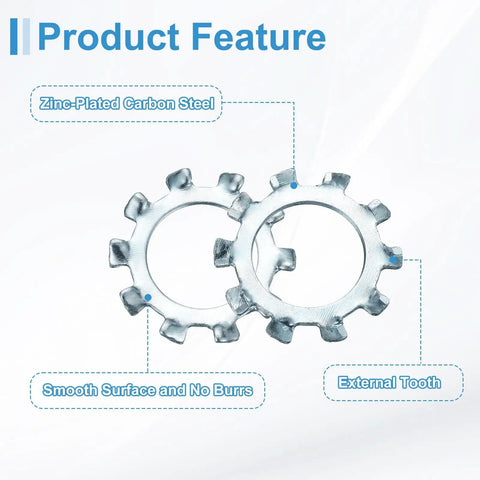 Ten Pack Five Eighth External Tooth Lock Washers Zinc Plated Carbon Steel Multi Tooth Star Washers Locking Fasteners