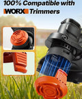 Three Pack WA0010 Replacement Spool Cap Covers For Worx Trimmers Heavy Duty ABS Weed Eater Cap installed on trimmer