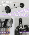 Heavy Duty Garage Hooks 16 Pack Wall Mount Storage Hangers For Power Tools Garden Tools Lawn Equipment Ladders Hose And Utility Organizer Built With Reinforced Steel Construction To Withstand Heavy Use; loaded with weights and tools.