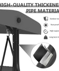 Focus on thickened pipe material of Three Seat Patio Swing With Adjustable Canopy And Stand, rust-proof for long-term use.