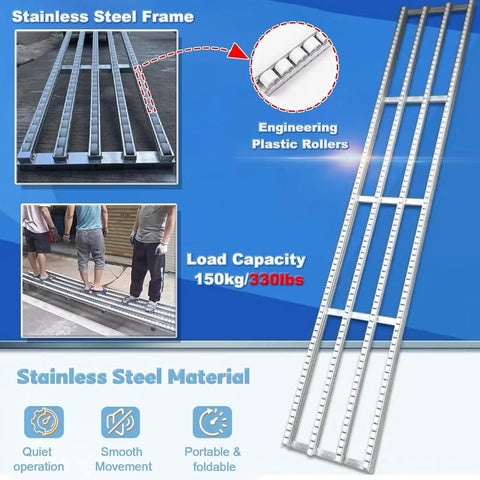 Heavy Duty Conveyor Roller Pulley 32.8 Feet Long Supports 300 Lbs Load For Warehouses Factories DIY Gear with stainless steel frame