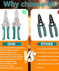 8 In 1 Electrician Pliers Set With Self Adjusting Wire Stripper Cutter And Crimp Tool comparison chart with benefits.