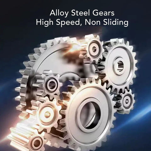 Heavy Duty Cordless Metal Shears With 360 Degree Rotating Head And Brushless Motor gear mechanism showing alloy steel components close-up.