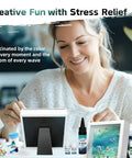 Woman using Dope Ocean Beach UV Resin Art Kit For Adults And Teens A Beginner Friendly All In One Sea Craft Set With Light Frame Pigments Sand And Seashells To Create Glow In The Dark Coastal Masterpieces