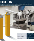 Two yellow carbide-tipped lathe cutter tools for metal turning and chamfering with 1/2in shank