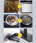 All Purpose Portable High Temperature Steam Cleaner For Home And Auto Cleaning in use on stovetop, oven, and car interior seams.