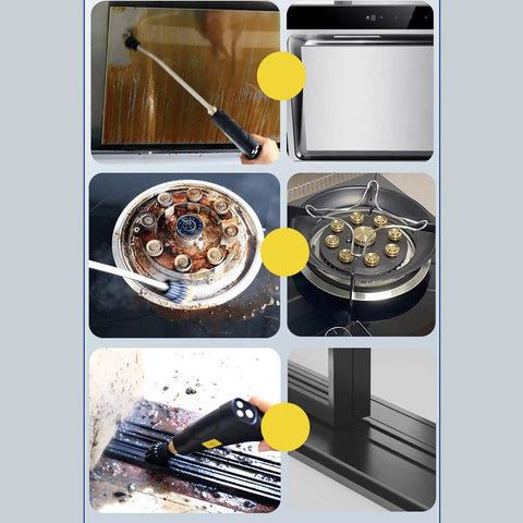 All Purpose Portable High Temperature Steam Cleaner For Home And Auto Cleaning in use on stovetop, oven, and car interior seams.